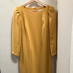 3/4 Sleeve Calvin Klein Dress, Size 2 Mustard Yellow Gold